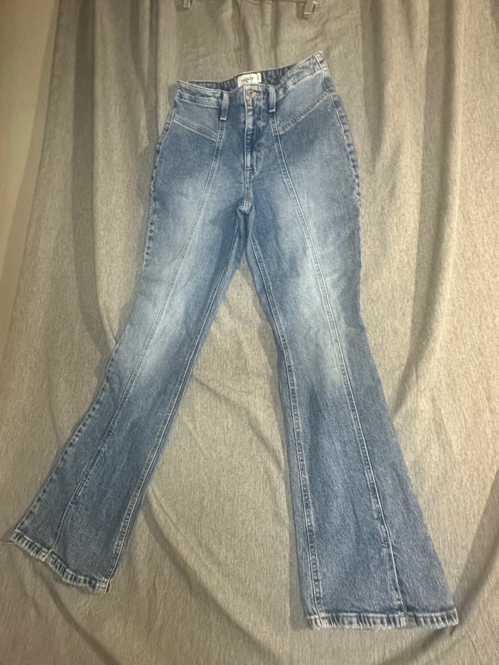 Edgely Maurices High Rise Flare Jeans Front Seam Medium Wash - Size 10